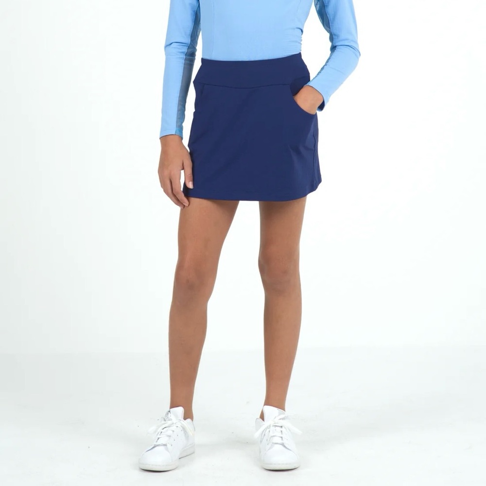 IBKUL Golf Youth Solid Knit Skort in Navy